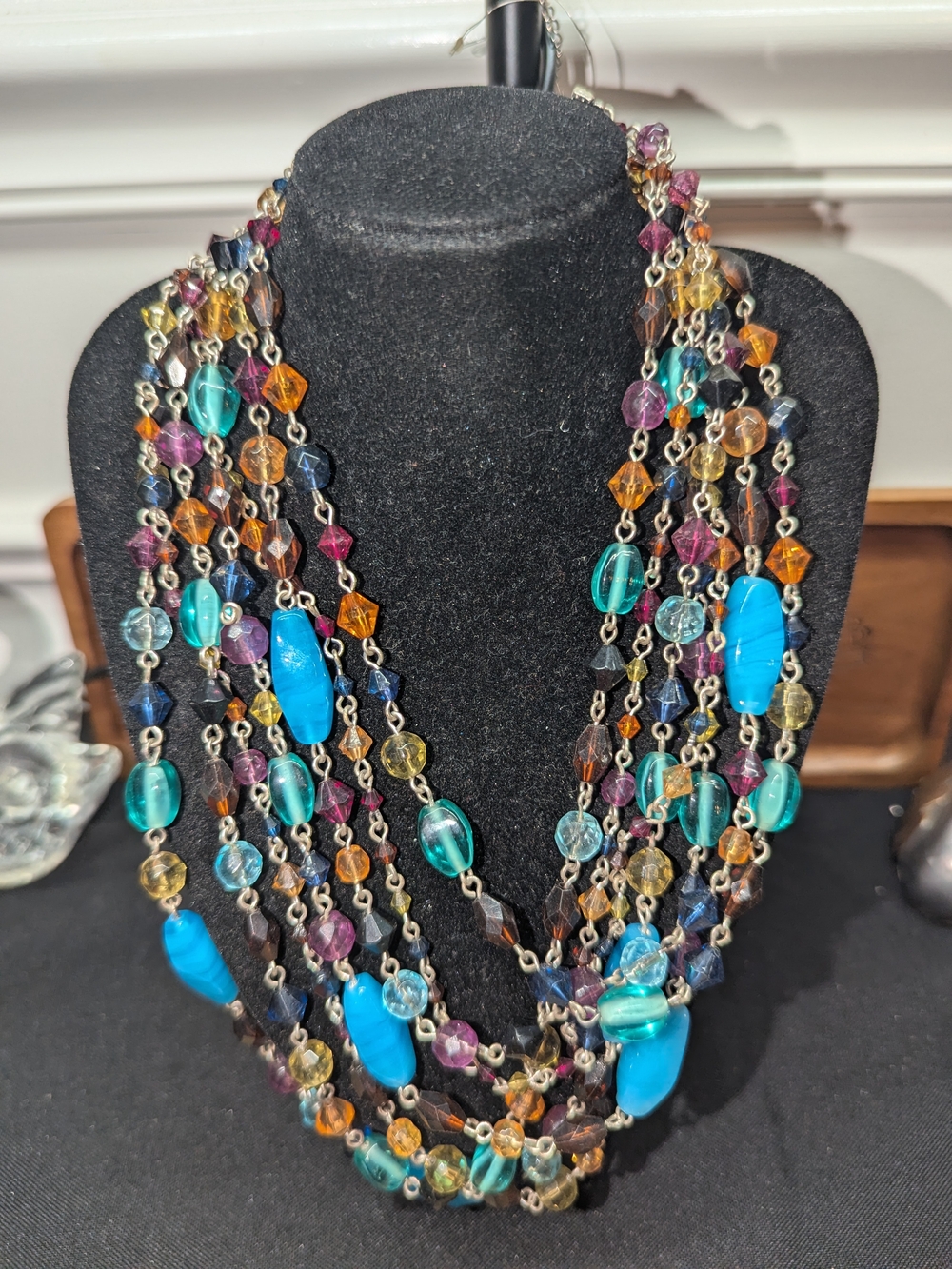 Lia Sophia Multistrand Beaded Necklace - Turquoise, Teal & Amber Accents